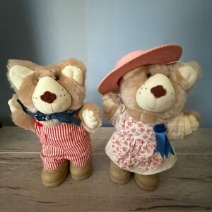2 Furskin 7" Plush Bears 1986 Vintage Tags Wendy's Dudley Hattie Xavier Robert